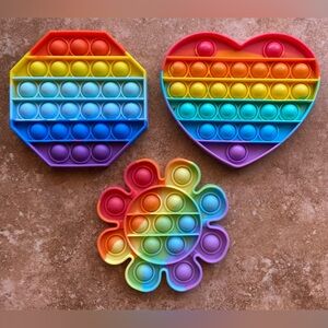 [3 PACK] Rainbow Popit Fidget Toy Set Stress Relief Excellent Condition